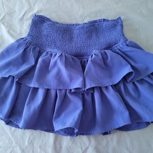 100% Silk Blue Tiered Mini Skirt - Size M